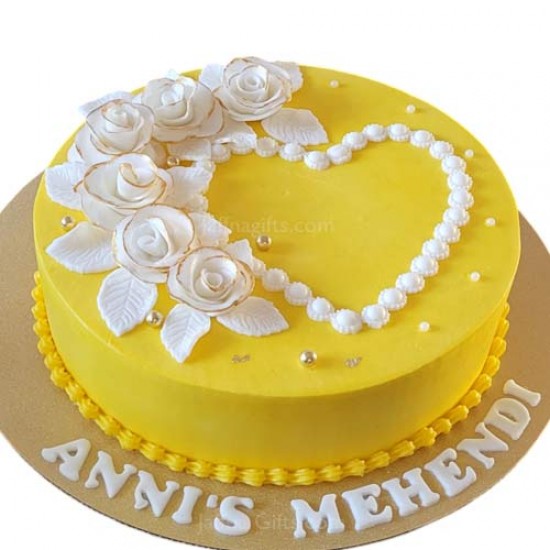 White Rose border Gold Cake  