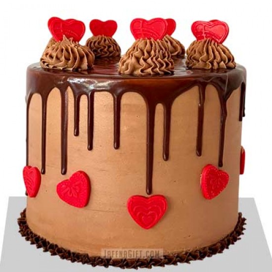 Red Heart Chocolate Drip Cake