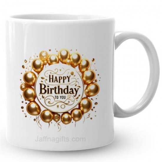 Happy Birthday Gold balloon Mug