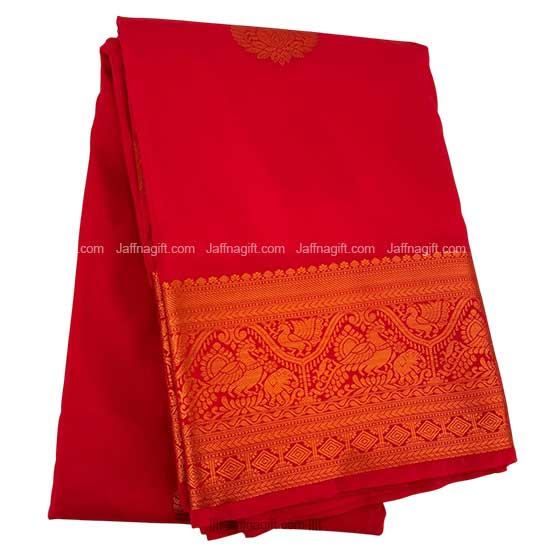 Red Silk Saree with Gold Zari Border 