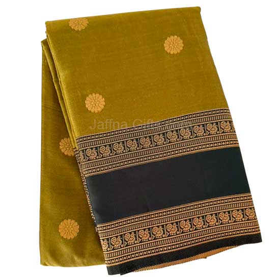 Olive Green & Black Border Saree