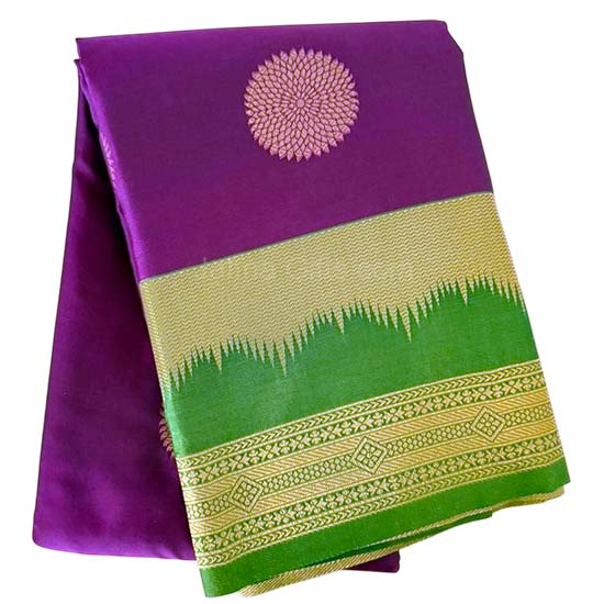 Purple & Parrot Green Saree